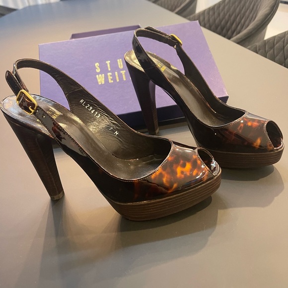 Stuart Weitzman sling back peep toe heels - Picture 5 of 6